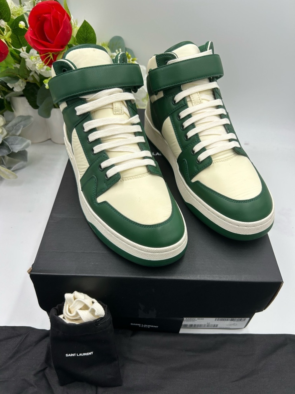 Men's Saint Laurent LAX high top leather sneakers size 42/9 US made in Italy